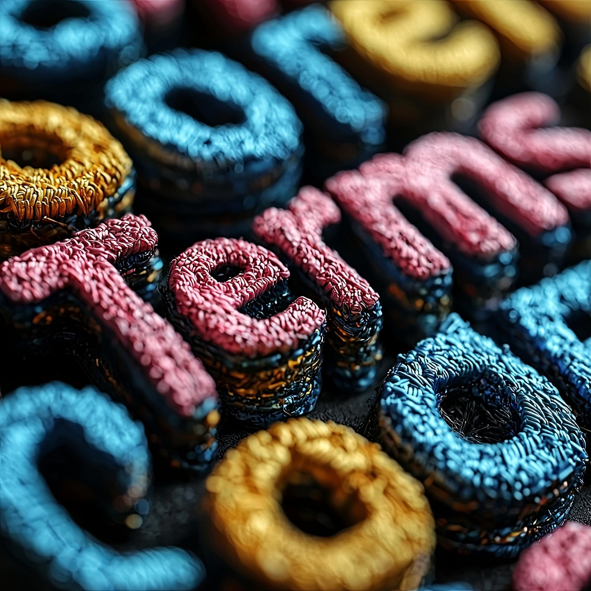Smaller close-up of embroidered lettering